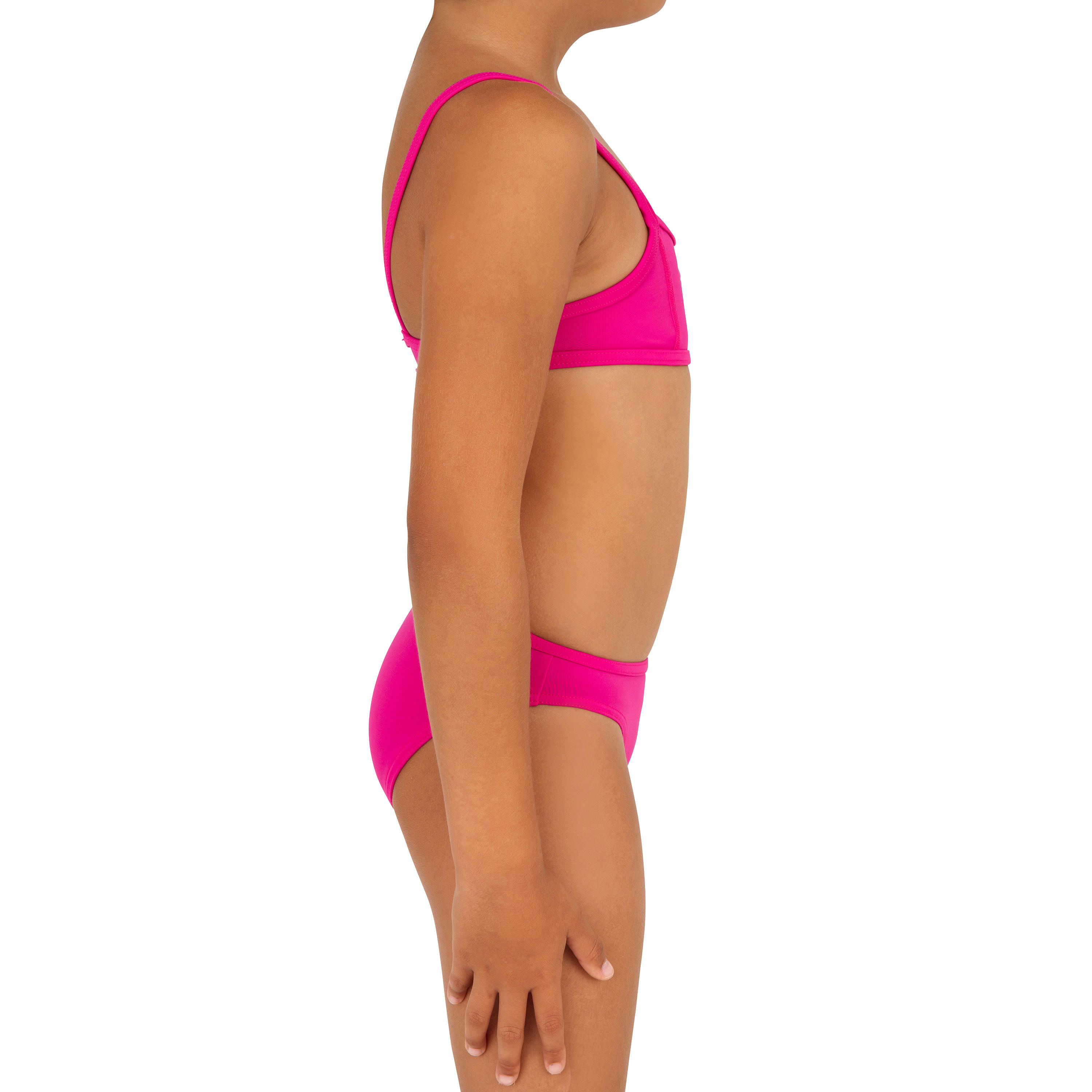 Girls' Two-Piece Crop Top Swimsuit - Bali Pink 7/8