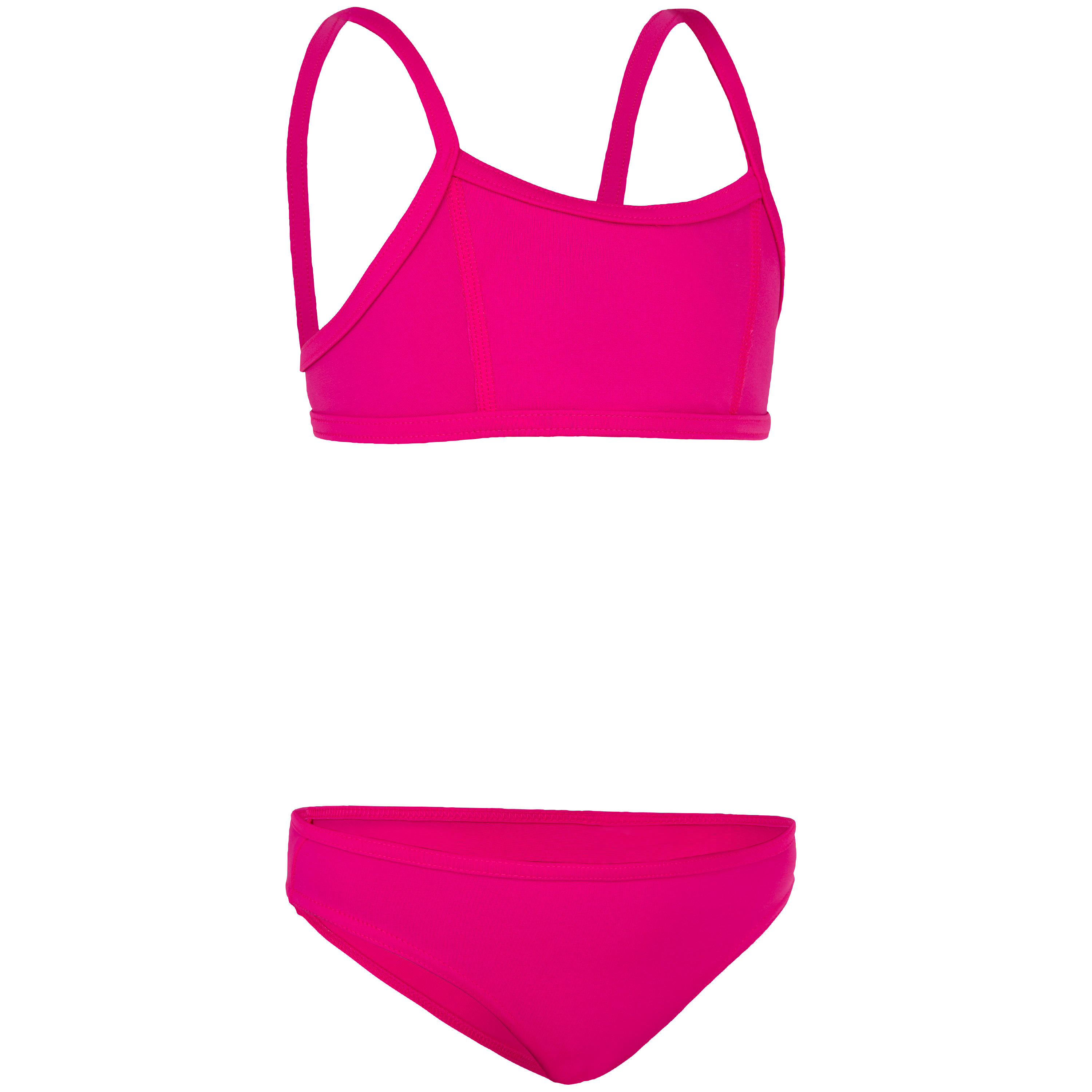Girls' Two-Piece Crop Top Swimsuit - Bali Pink 3/8