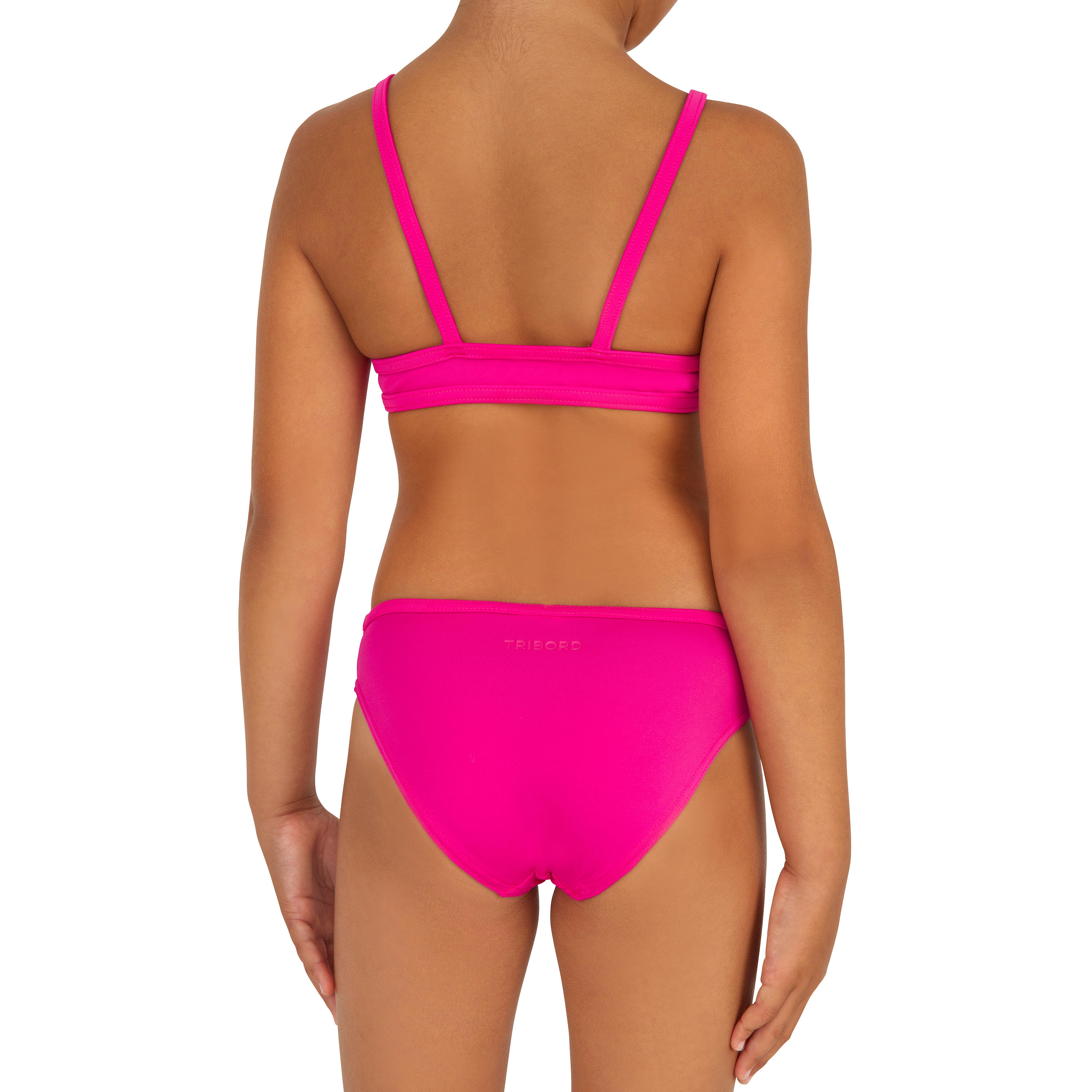 Girls' Two-Piece Crop Top Swimsuit - Bali Pink 5/8