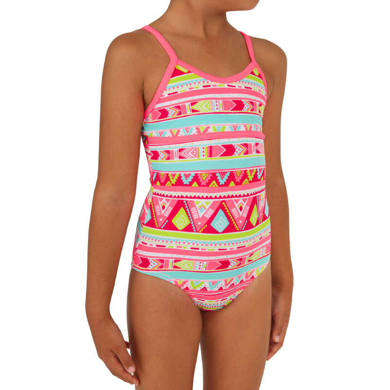 GIRL'S SWIMSUITS Surf - Haloa Girls' 1P - Geo Pink OLAIAN - Surf Clothing