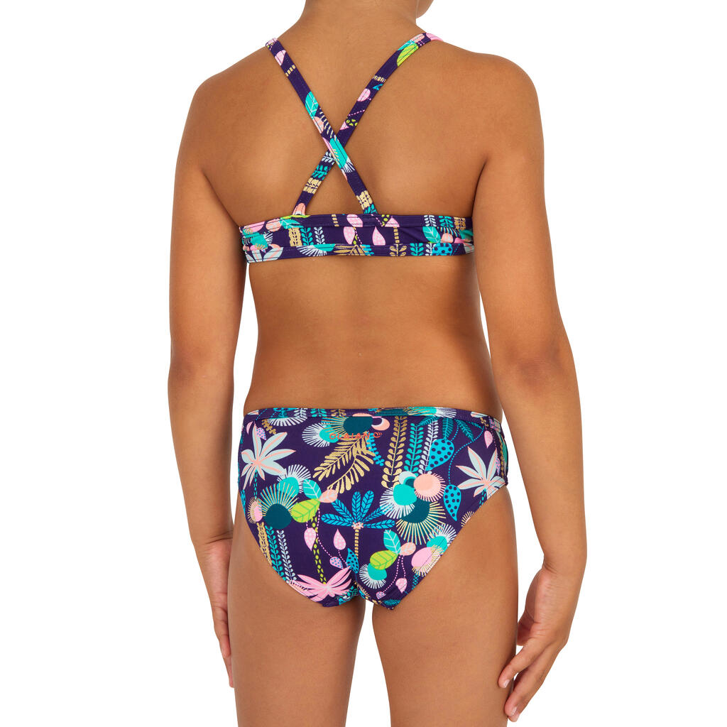 Girl’s 2-piece surf swimsuit floral with crossed straps - june