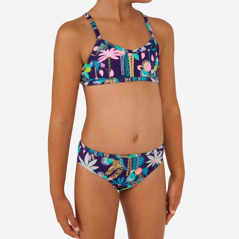 Boni Jun Girls' Two-Piece Surfing Crop Top Swimsuit - Purple Boni Jun Girls' Two-Piece Surfing Crop Top Swimsuit - Purple