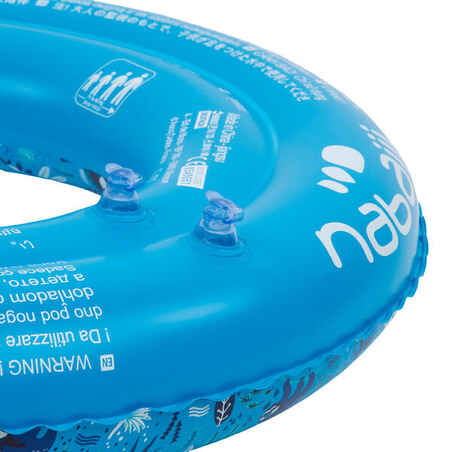 Blue kids' inflatable printed swim ring 6-9 Years 65 cm