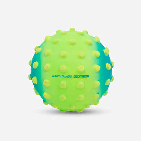 Green small learning to swim ball with yellow dots