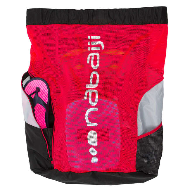 NABAIJI Swimming Mesh Pool Bag 900 Black Red Decathlon