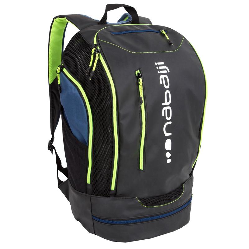Mochila natación compartimentos Nabaiji negro/amarillo 27L