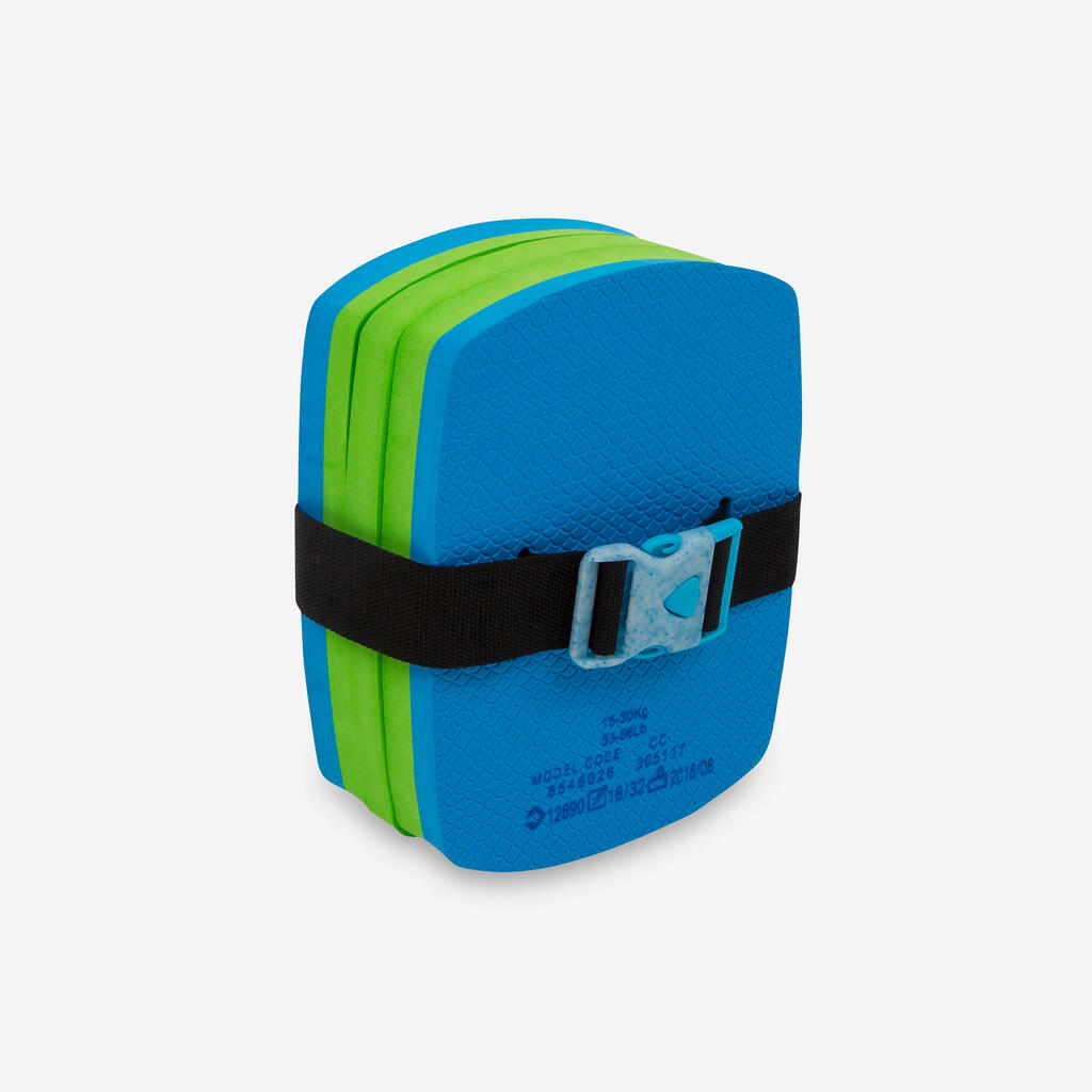Plaukimo diržas su nuimamu plūduru 15-30 kg svorio plaukikams, mėlynas ir žalias