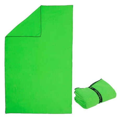 Serviette microfibre à rayures vert clair L