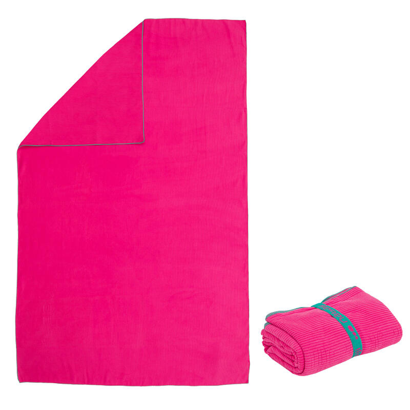 Mikrofaser-Handtuch gestreift Größe L 80 × 130 cm - rosa