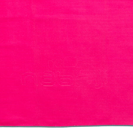Serviette microfibre à rayures taille L 80 x 130 cm rose