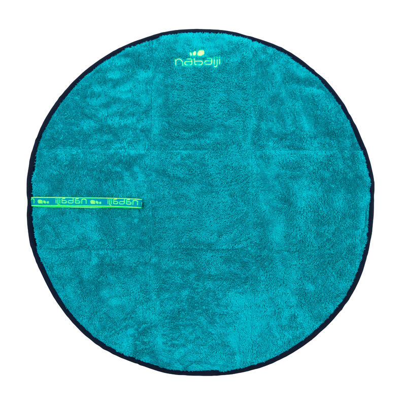 Serviette de bain pieds bi face en microfibre douce bleu diamètre 60 cm