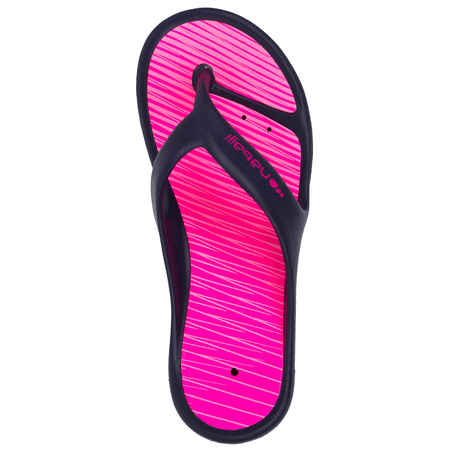 WOMEN’S POOL FLIP-FLOPS TONGA 500 Lay Blue Pink Print 