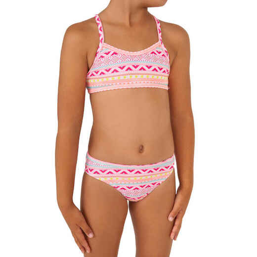 
      Boni Ulahe Two-Piece Surfing Crop Top Swimsuit - Multicoloured
  