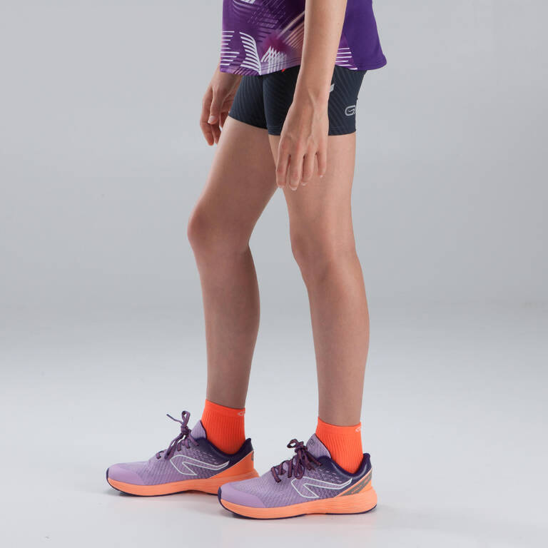 Girl's athletics briefs black neon orange