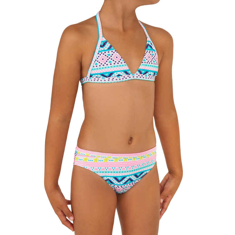 Tina Vaiana Girls' Two-Piece Surfing Triangle Bikini Swimsuit - Blue
