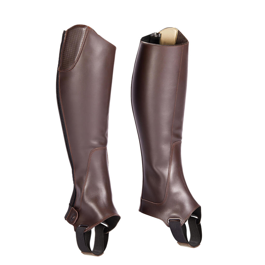 Adult Second Choice Horse Riding Leather Half-Chaps 560 - Brown