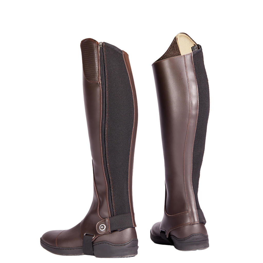 Adult Second Choice Horse Riding Leather Half-Chaps 560 - Brown