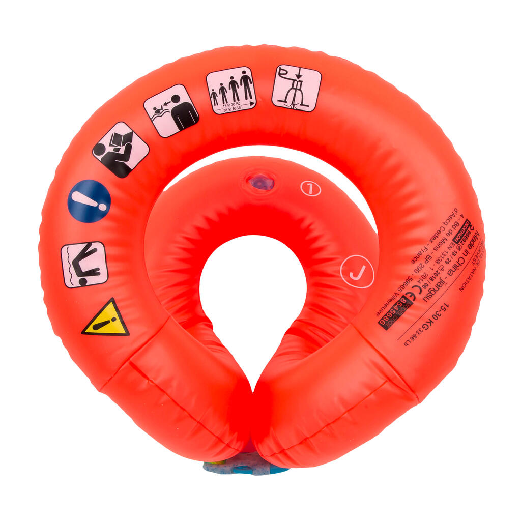 Nacken-Schwimmweste aufblasbar Kinder 18–30 kg - orange