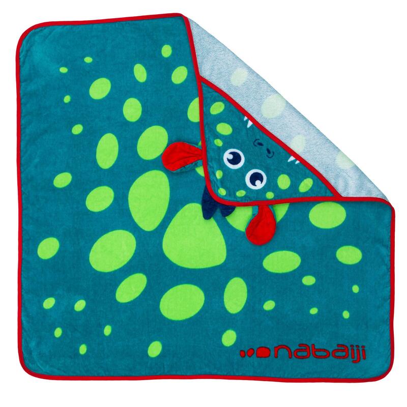 Handdoek voor peuters blauw/groen met drakenprint