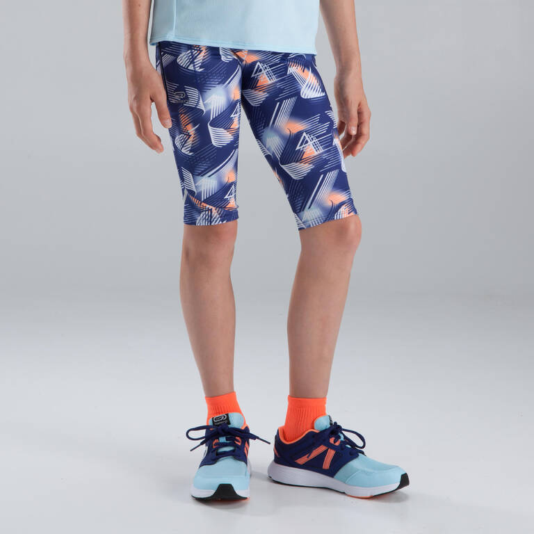 Celana cropped olahraga Run Dry anak - biru print