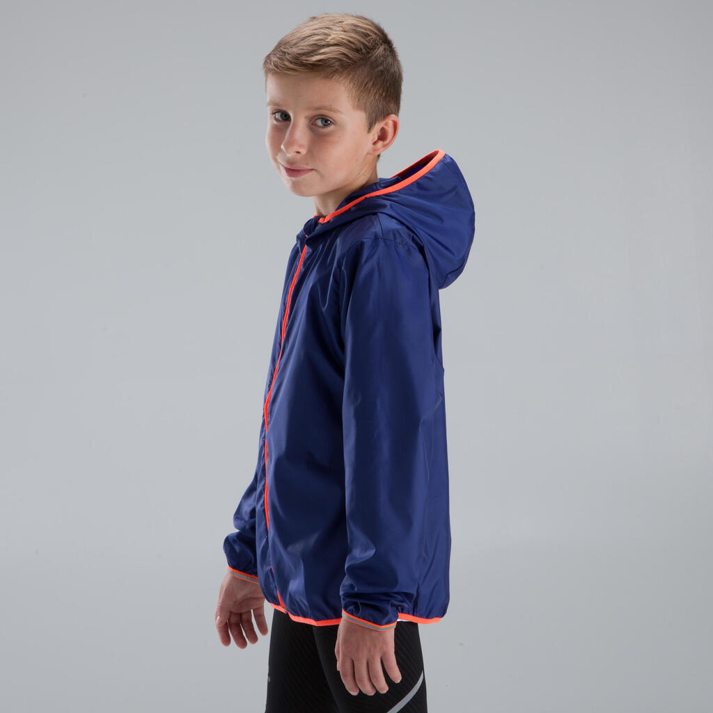 Lauf-Windjacke Leichtathletik Kinder orange/grau