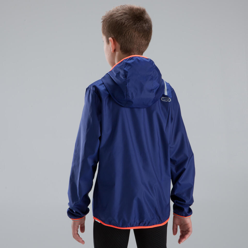 Lauf-Windjacke Leichtathletik Kinder orange/grau