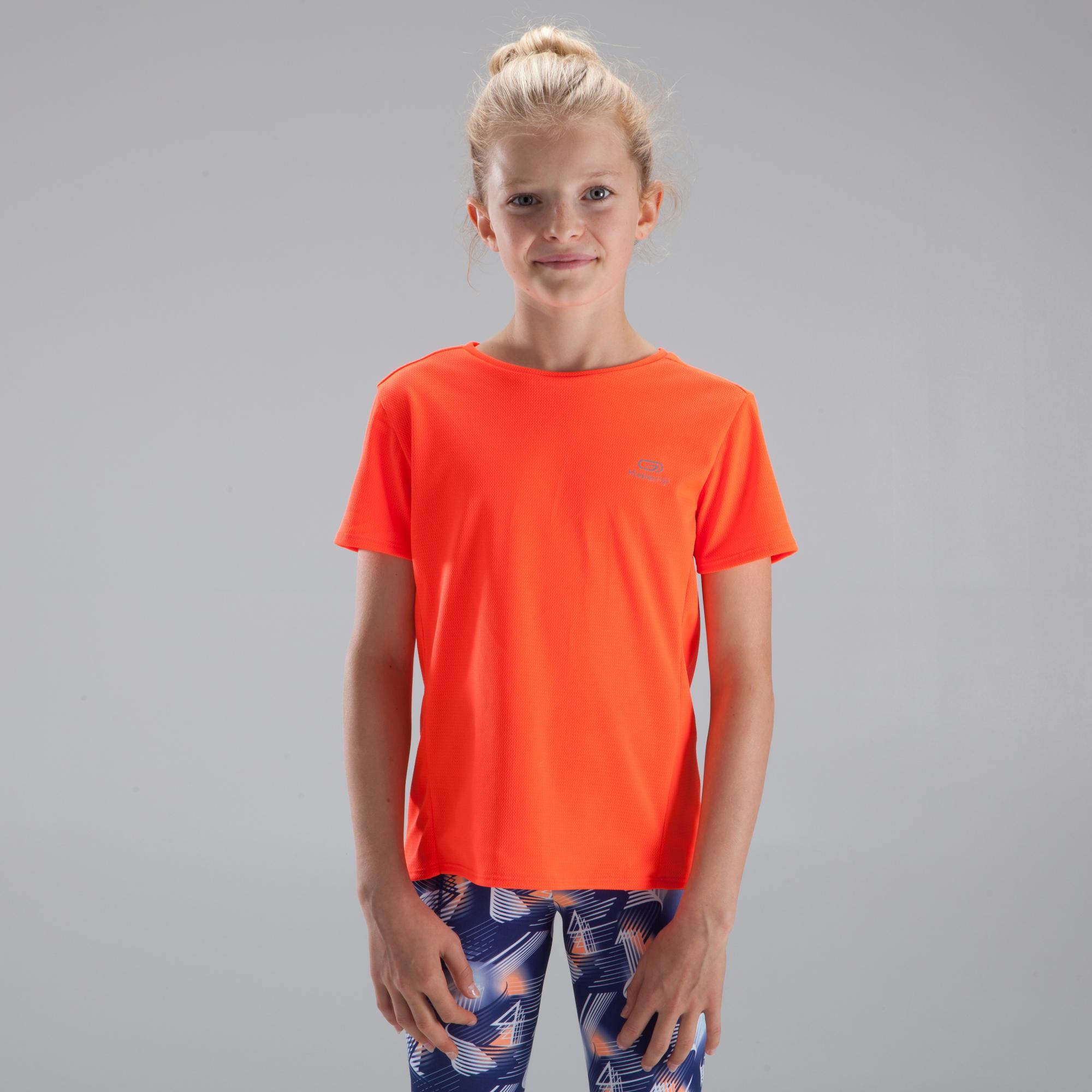 tee shirt orange fluo decathlon