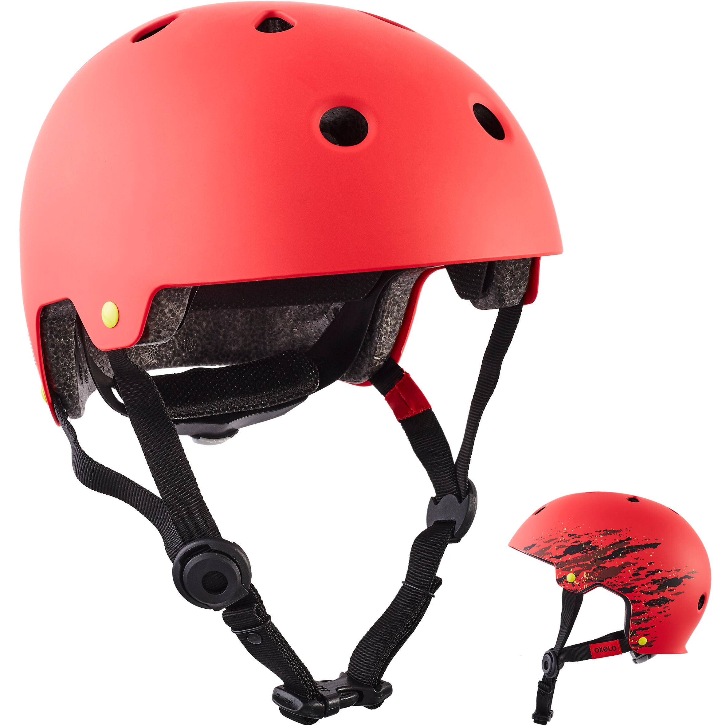 Casque roller skateboard trottinette PLAY 7 rouge Decathlon