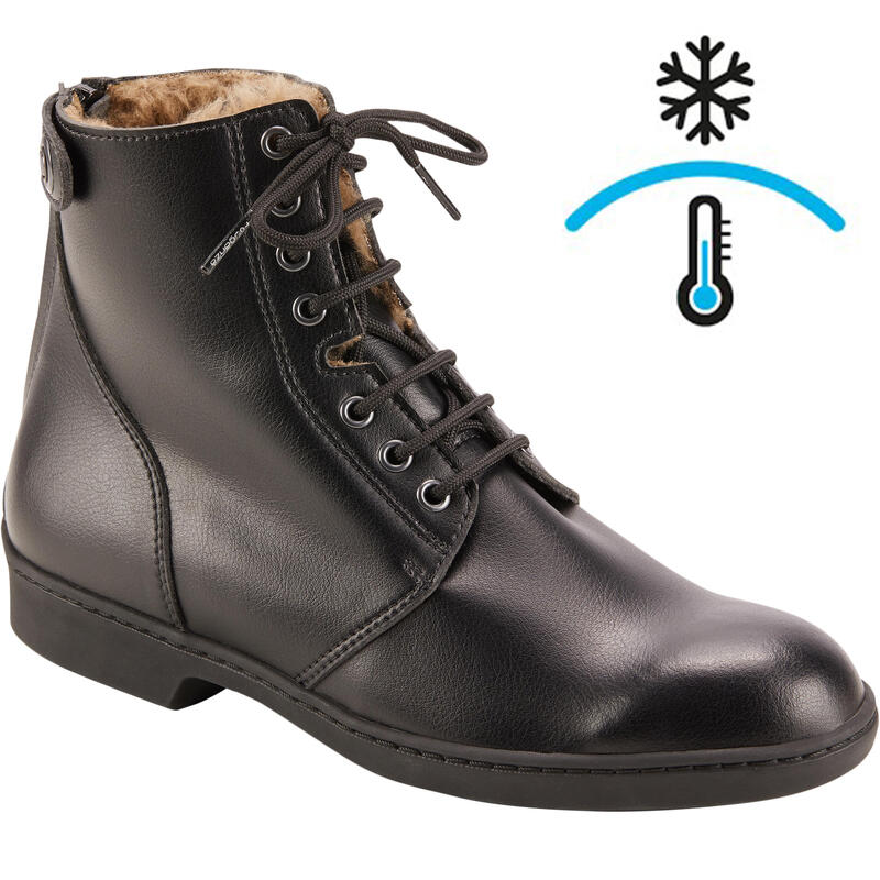 Boots à lacets chaudes équitation adulte 500 WARM noir