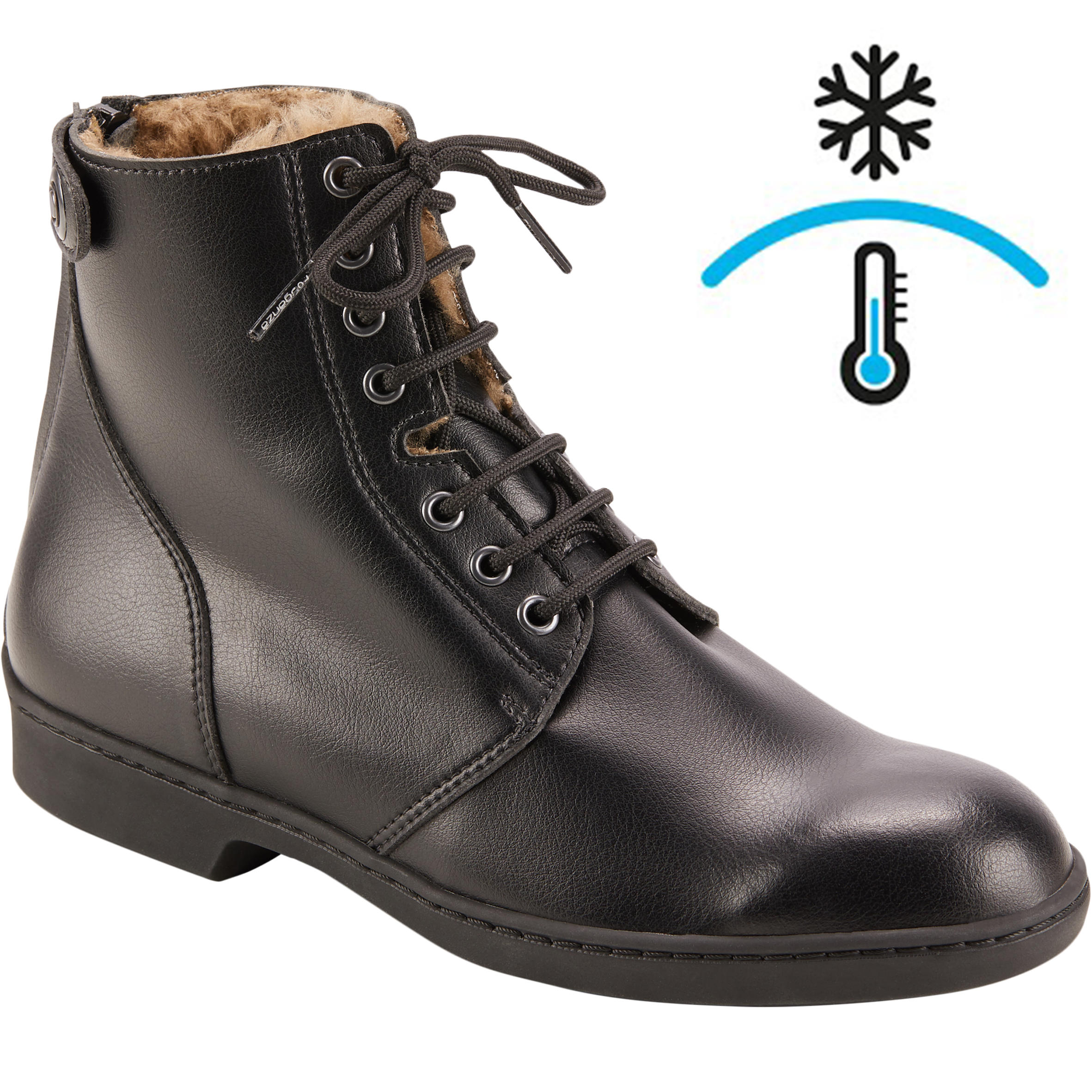 Botines Equitación Fouganza 500 Adulto Negro Cálidos Con Cordones FOUGANZA  | Decathlon