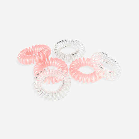 Moñas en espiral de pelo para fitness x6 Domyos rosado/transparente