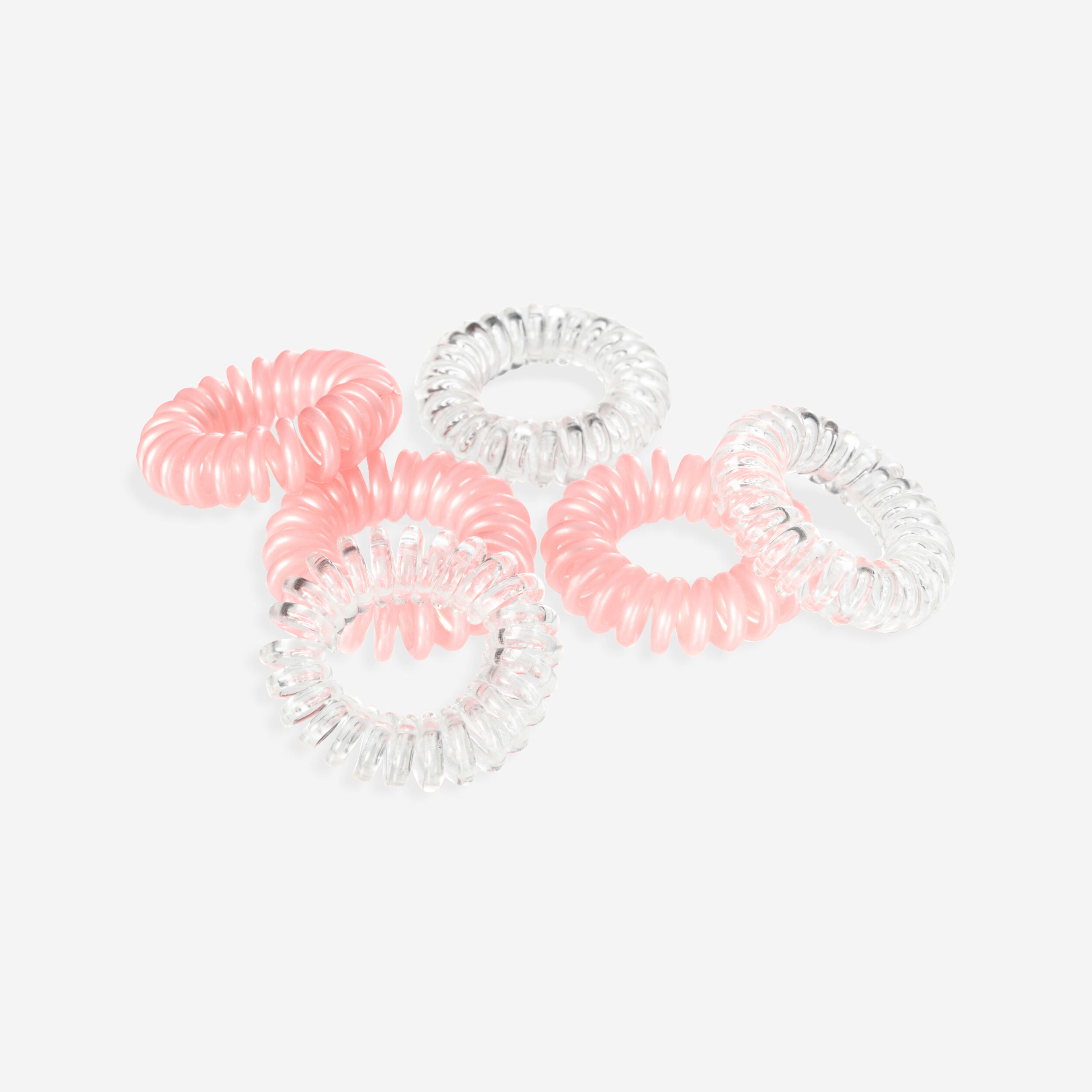 DOMYOS Fitness Hair Scrunchy 6-Pack - Pink/Transparent