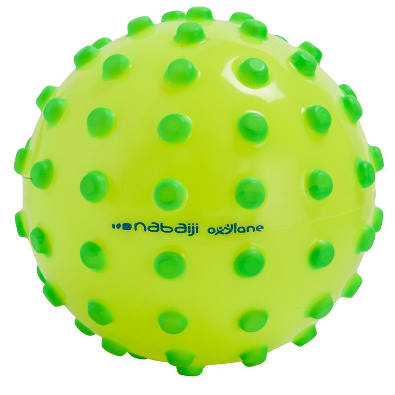 Petit ballon d'éveil aquatique FUNNY BALL jaune avec picots verts