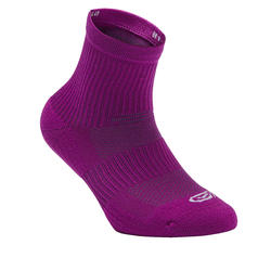 Lot 2 paires de chaussettes athlétisme enfant confort tige haute violettes