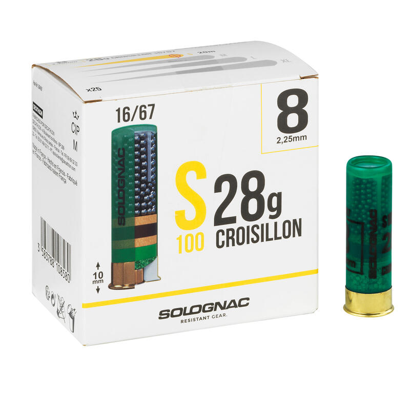 CARTOUCHE S100 CALIBRE 16/67 28G PLOMB N°8 X25