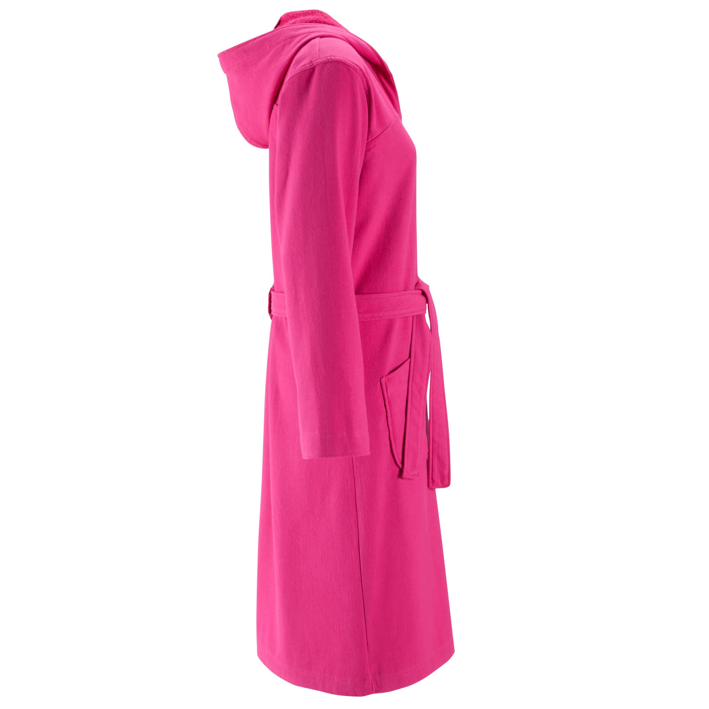 Women's lightweight cotton bathrobe with hood and belt - Pink 3/13