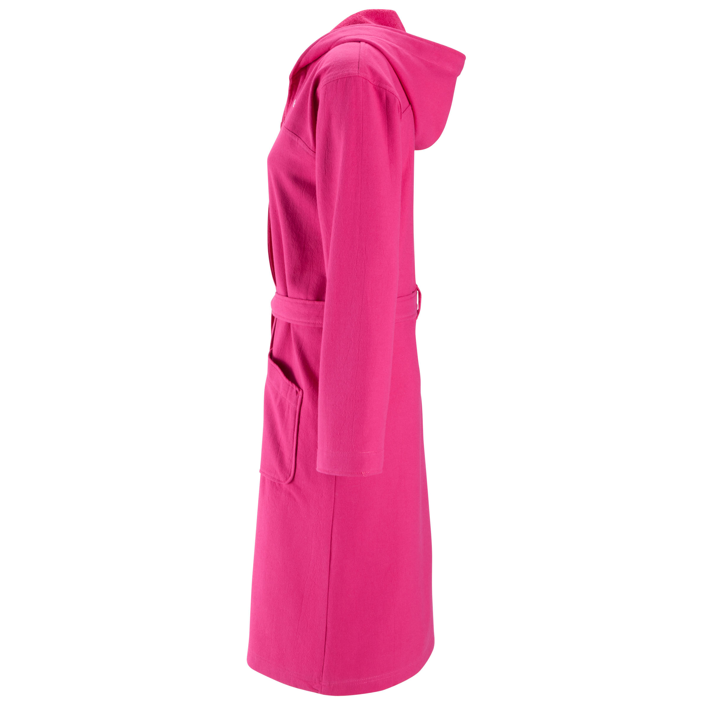 Women's lightweight cotton bathrobe with hood and belt - Pink 5/13