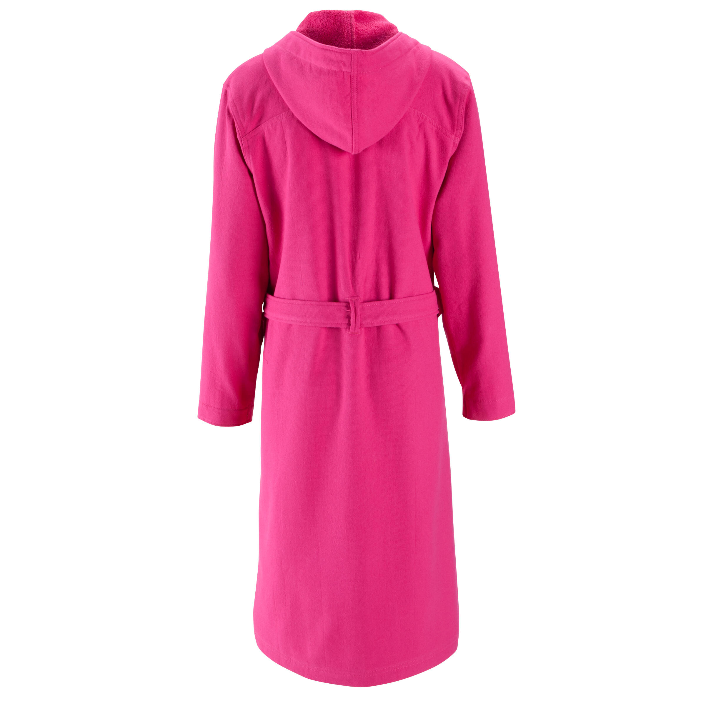 Women's lightweight cotton bathrobe with hood and belt - Pink 4/13