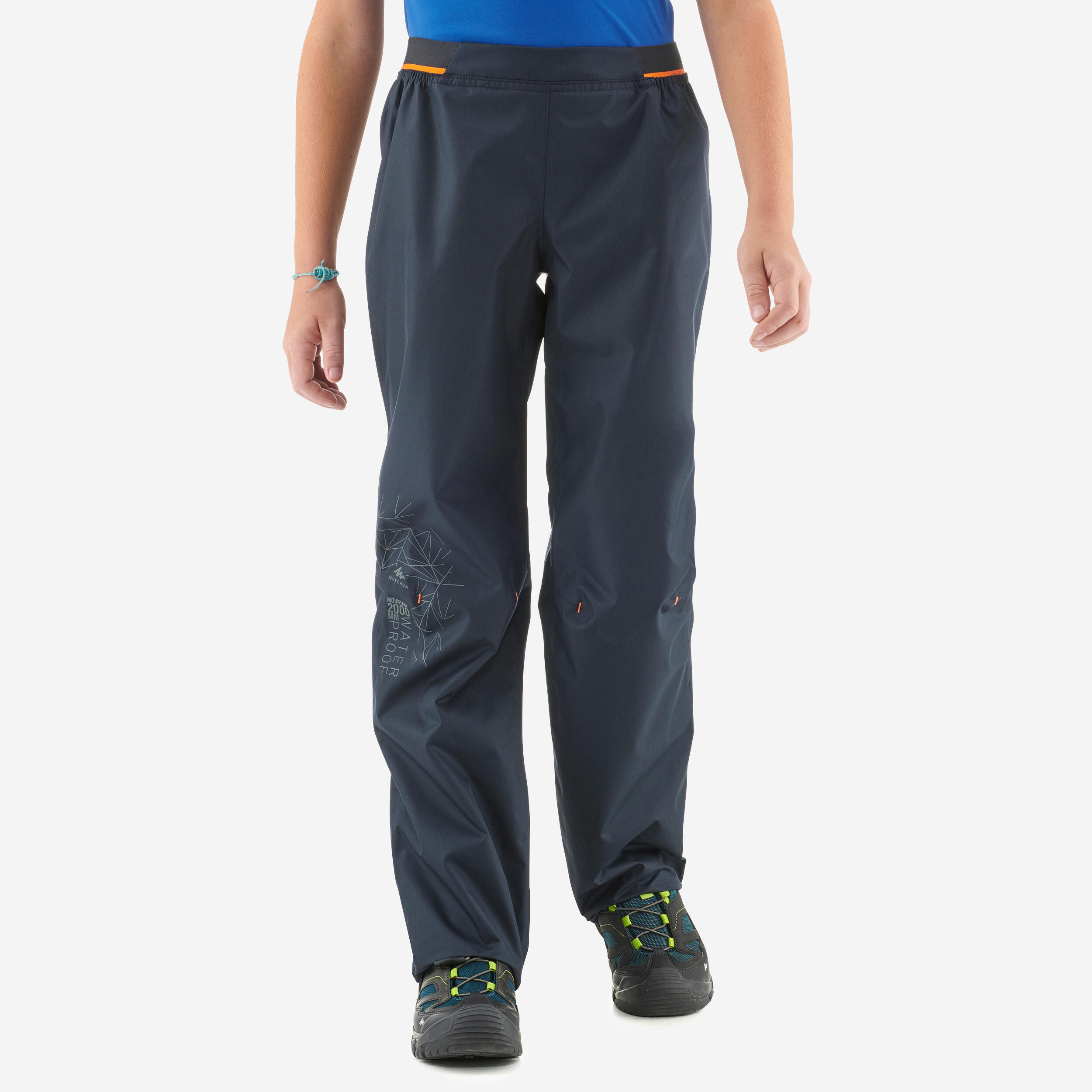 Kids’ Hiking Over Trousers - MH500 Aged 7-15 - Black 1/7