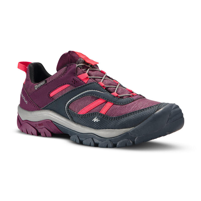 Chaussures de randonnée enfant avec lacet CROSSROCK imperméables violettes 35-38