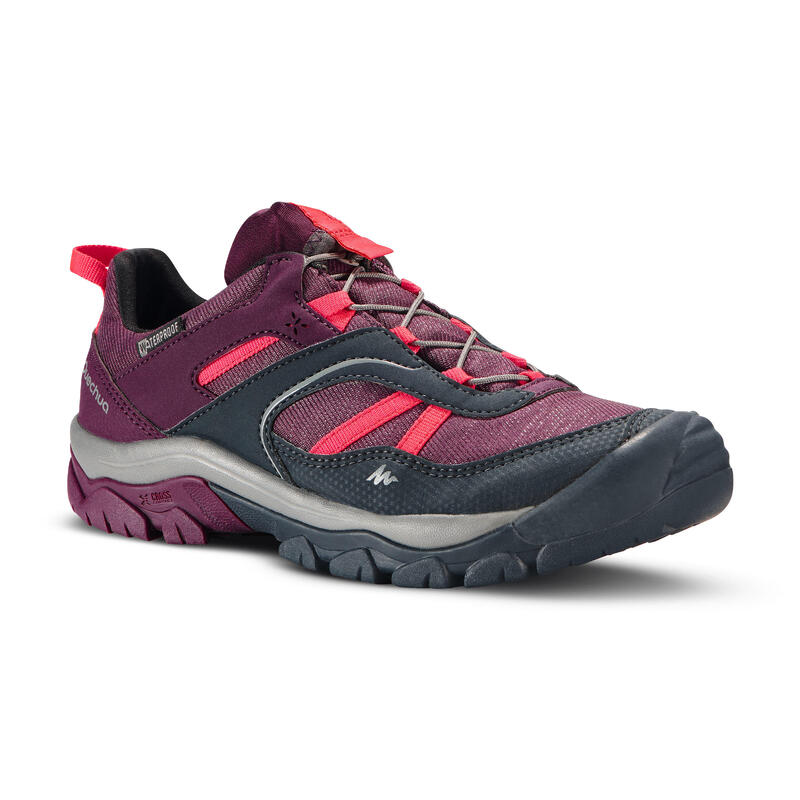 Kid's Waterproof Lace-up Hiking Shoes CROSSROCK - Purple 3-5.5