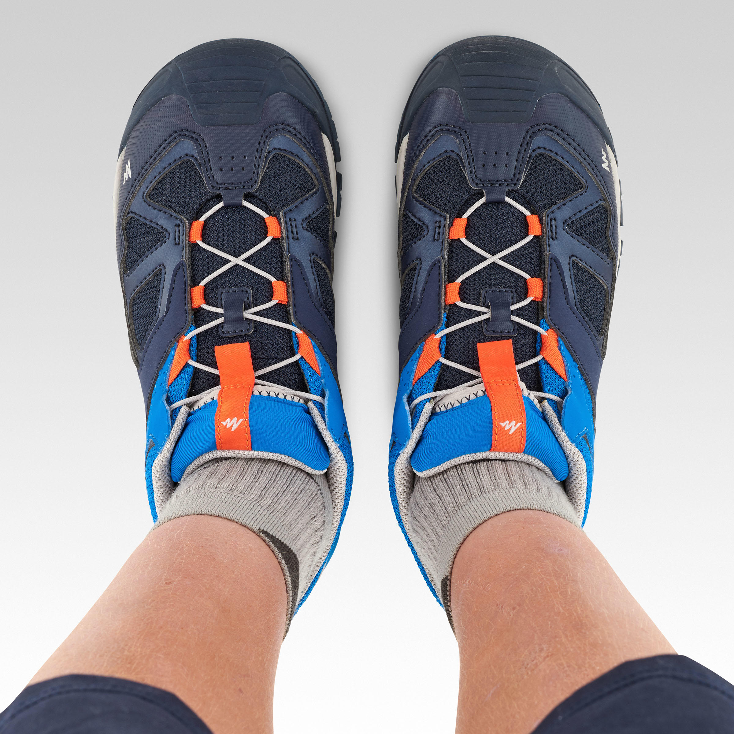Kids' Low Lace-up Shoes - Sizes 2.5 to 5 - Blue/Orange 6/20