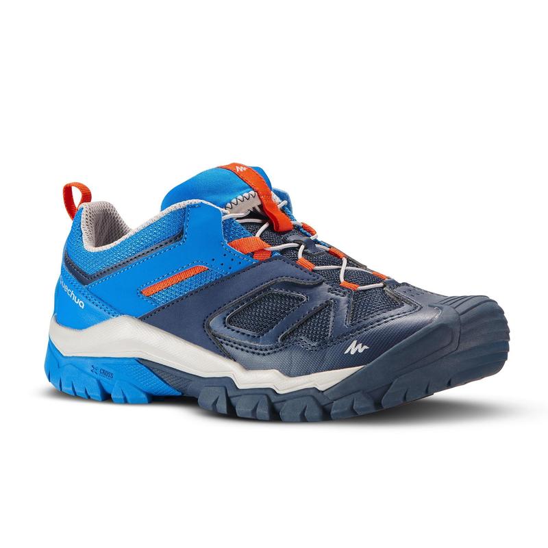 Chaussures de randonnée montagne basses avec lacet garçon Crossrock bleues 35-38