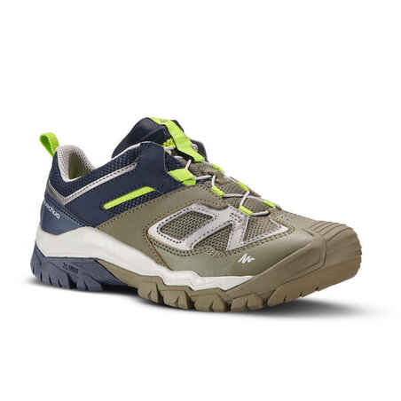 Boy's low mountain walking lace-up shoes Crossrock - Khaki