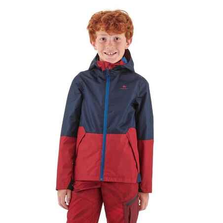 Kids’ Waterproof Hiking Jacket - MH500 Aged 7-15 - Blue and Red
