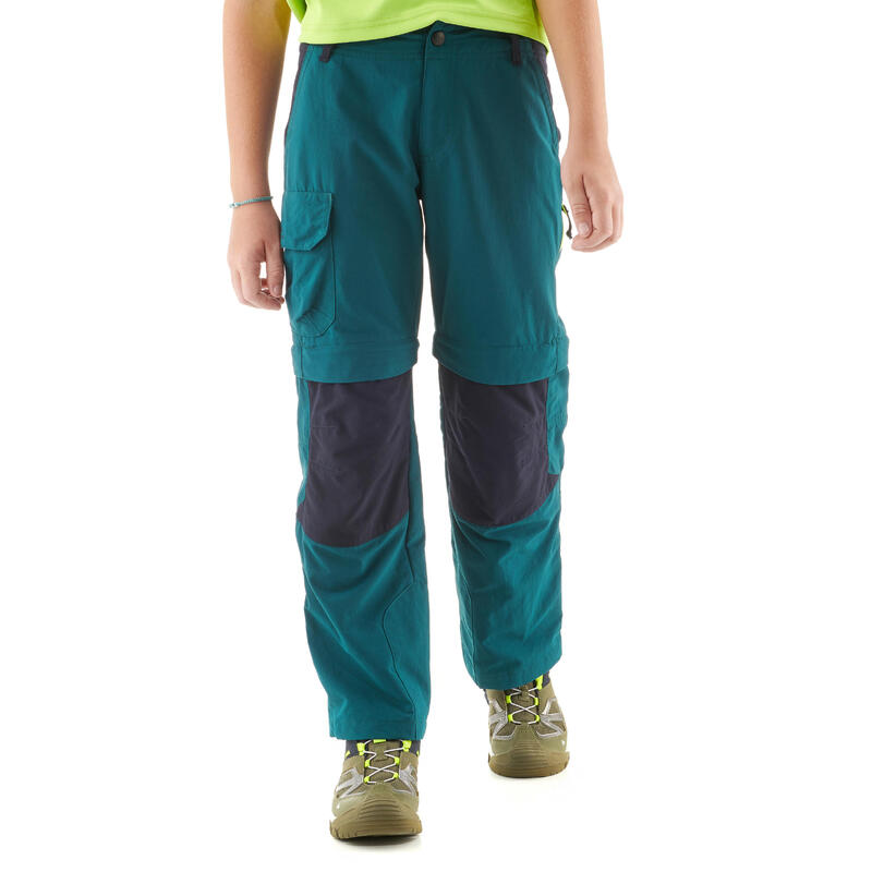 Pantalon de randonnée modulable enfant MH500 vert 7-15 ans