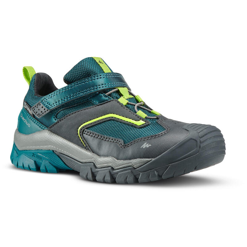 Chaussures imperméables de randonnée -CROSSROCK vertes- enfant 28 AU 34 scratch