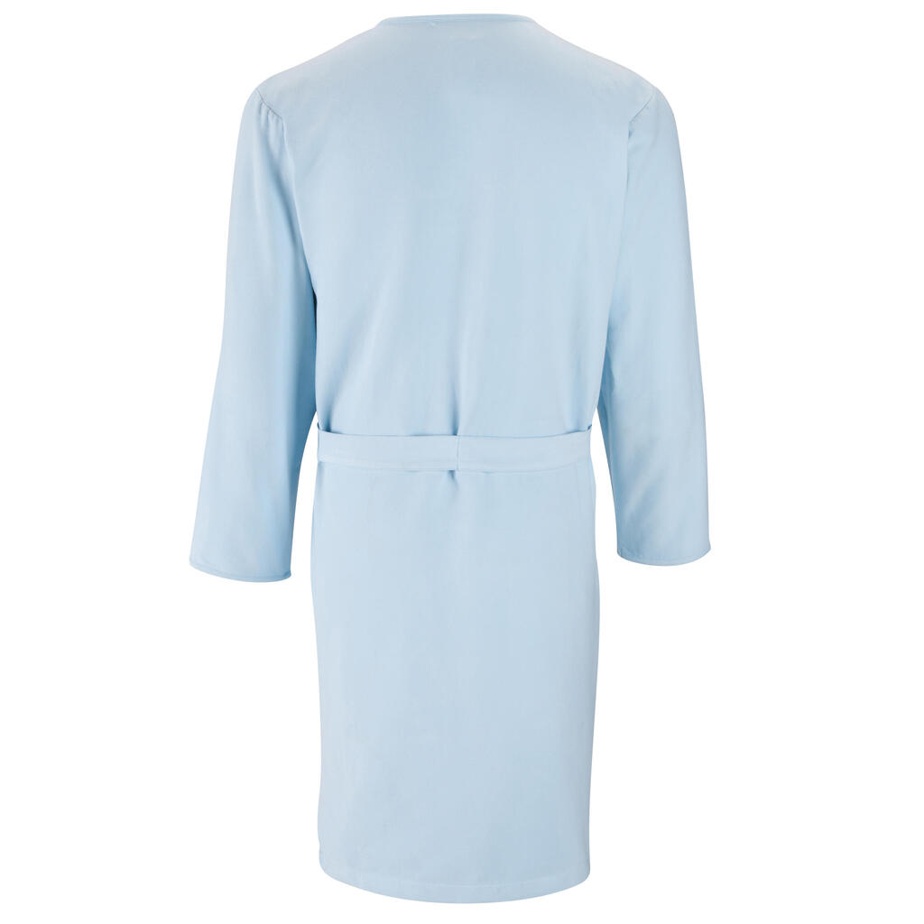 Adult Microfibre Pool Bathrobe with Pocket and Belt - Light Blue