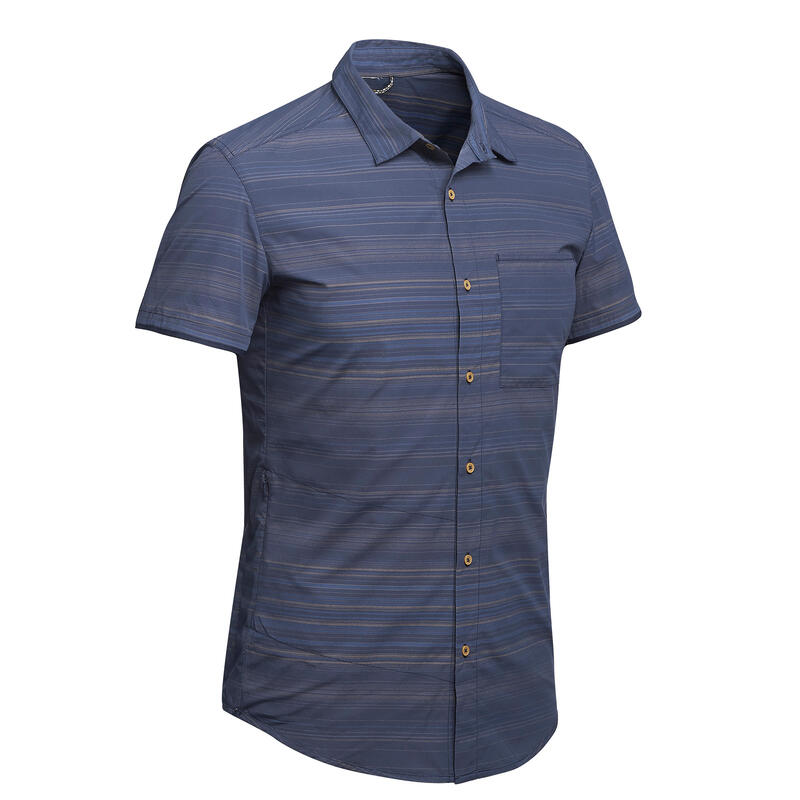 Chemise manches courtes TRAVEL100 fresh homme rayée bleu