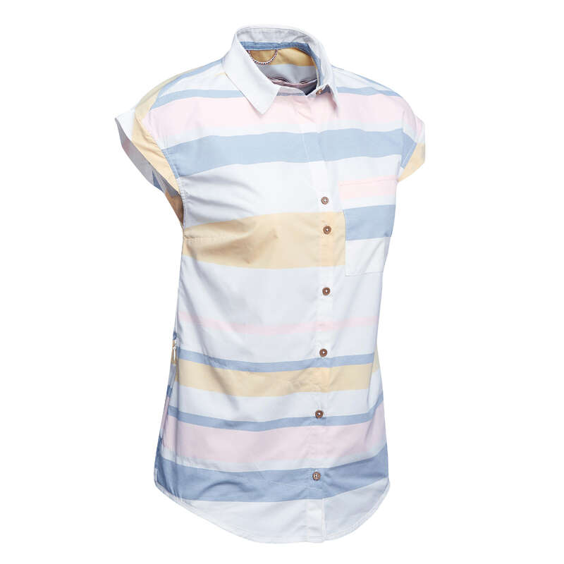 Camicia donna TRAVEL100 gialla FORCLAZ ABBIGLIAMENTO VIAGGIO DONNA